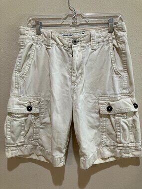 American Eagle Cargo Shorts Beige Utility Cotton Classic Y2K Military Mens 30